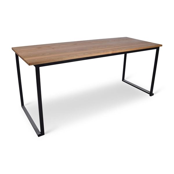 Kubo eettafel met steigerhout blad en zwart onderstel Kubo eettafel met steigerhout blad en zwart onderstel